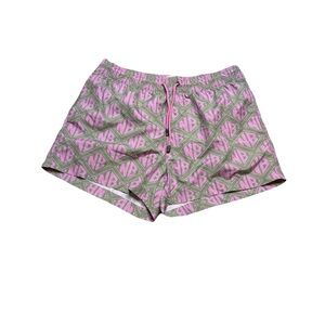 🌴🩳 Nikben Pink Green Monogram Swim Trunks Sz L 🩳🌴